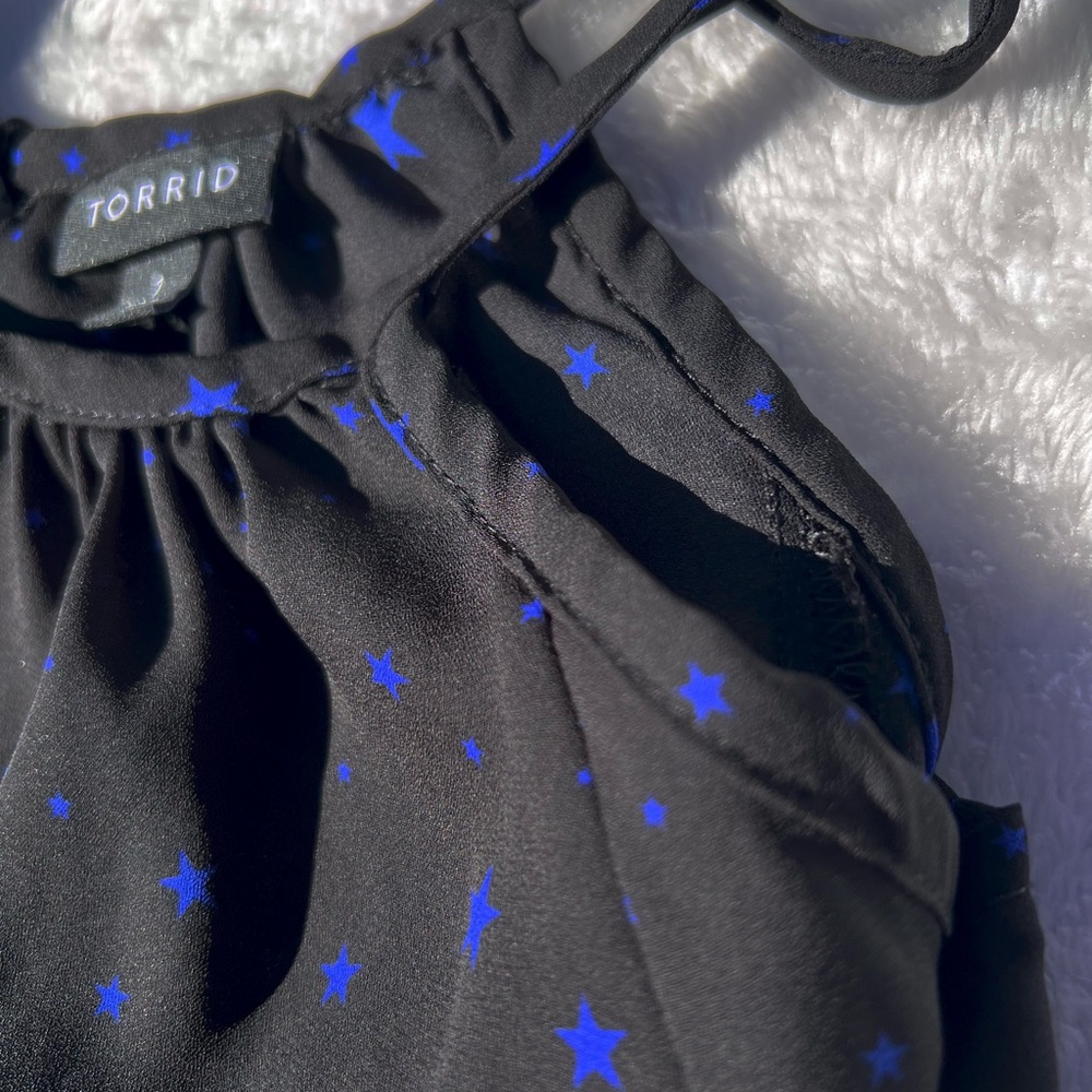 Torrid Black Top with Blue Star Design - Picture 2 of 7